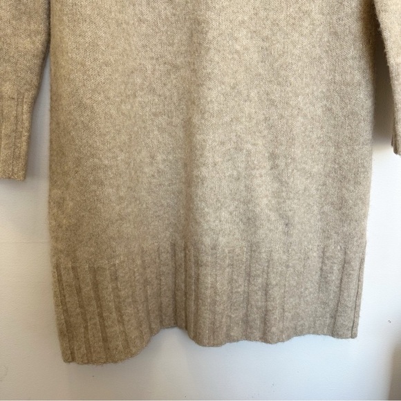 Banana Republic NWT Mock Neck Sweater Dress Heather Wheat Tan Wool Blend Shift - Picture 7 of 12